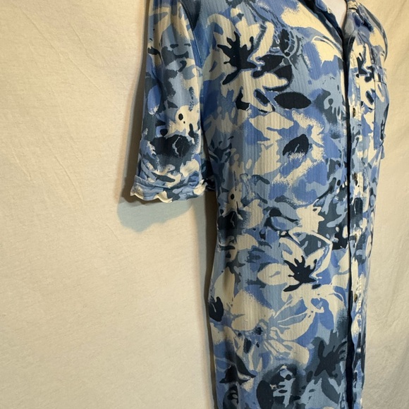 A-75 Men’s Magellan‎ Outdoors Blue Tropical Floral Button Down Shirt Size L - Picture 5 of 16